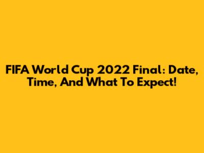 FIFA World Cup 2022 Final: Date, Time, And What To Expect!