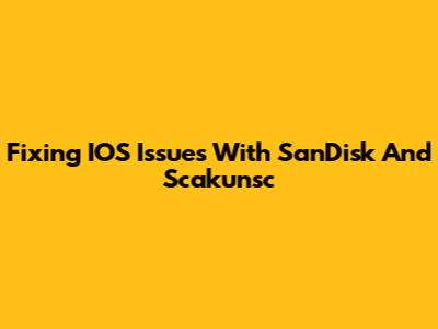Fixing IOS Issues With SanDisk And Scakunsc