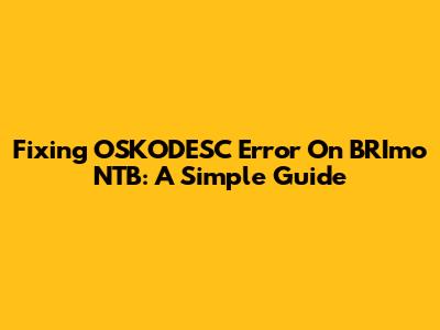Fixing OSKODESC Error On BRImo NTB: A Simple Guide