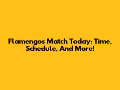 Flamengo's Match Today: Time, Schedule, And More!