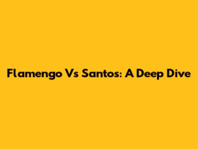 Flamengo Vs Santos: A Deep Dive