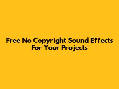 Free No Copyright Sound Effects For Your Projects