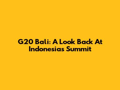 G20 Bali: A Look Back At Indonesia's Summit