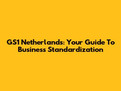 GS1 Netherlands: Your Guide To Business Standardization