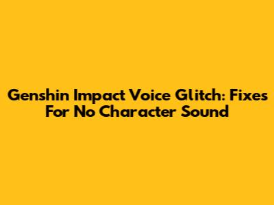 Genshin Impact Voice Glitch: Fixes For No Character Sound