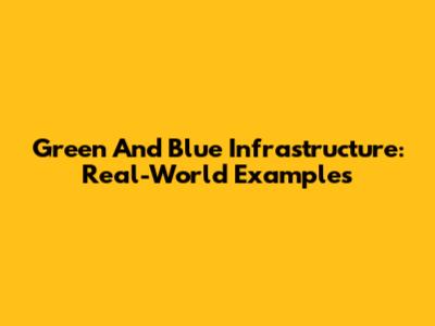 Green And Blue Infrastructure: Real-World Examples