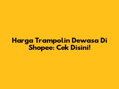 Harga Trampolin Dewasa Di Shopee: Cek Disini!
