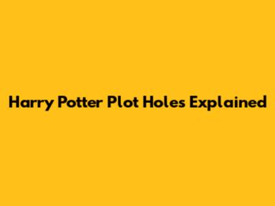 Harry Potter Plot Holes Explained