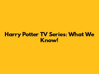 Harry Potter TV Series: What We Know!