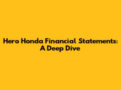 Hero Honda Financial Statements: A Deep Dive