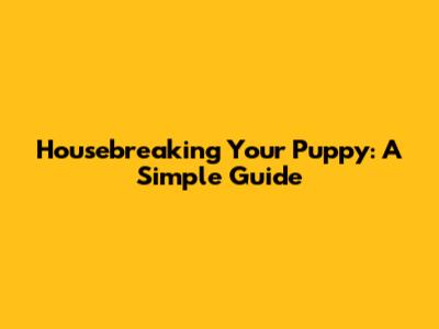 Housebreaking Your Puppy: A Simple Guide