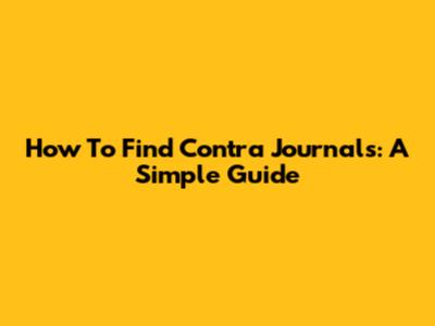 How To Find Contra Journals: A Simple Guide