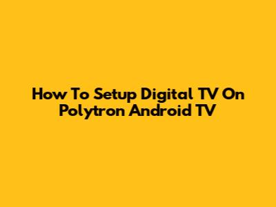 How To Setup Digital TV On Polytron Android TV