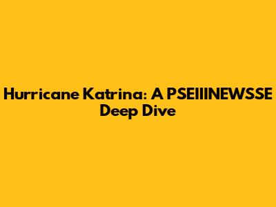 Hurricane Katrina: A PSEIIINEWSSE Deep Dive