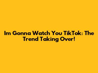 I'm Gonna Watch You TikTok: The Trend Taking Over!