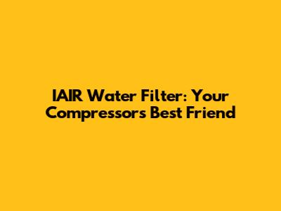 IAIR Water Filter: Your Compressor's Best Friend