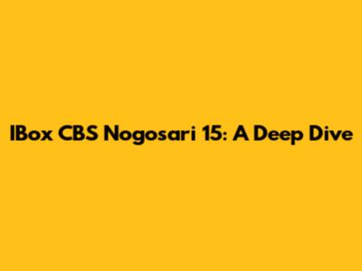 IBox CBS Nogosari 15: A Deep Dive