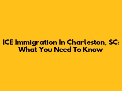 ICE Immigration In Charleston, SC: What You Need To Know