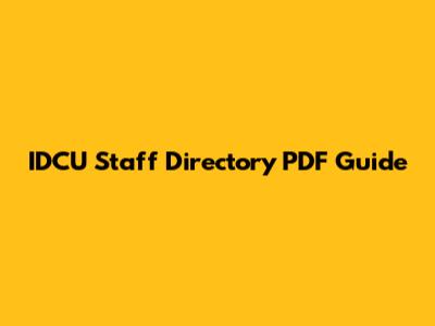 IDCU Staff Directory PDF Guide