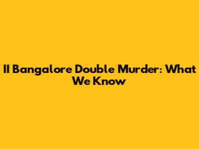 II Bangalore Double Murder: What We Know