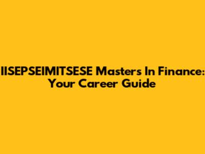 IISEPSEIMITSESE Masters In Finance: Your Career Guide
