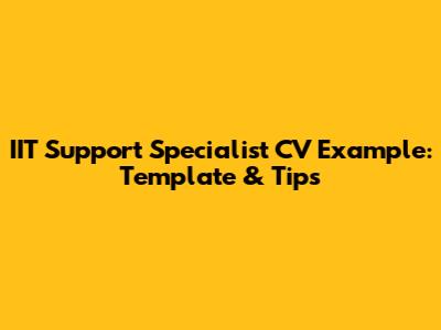 IIT Support Specialist CV Example: Template & Tips