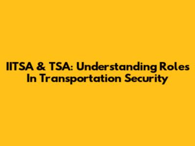 IITSA & TSA: Understanding Roles In Transportation Security