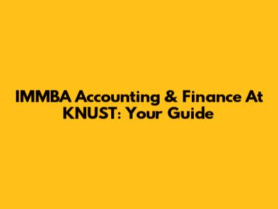 IMMBA Accounting & Finance At KNUST: Your Guide