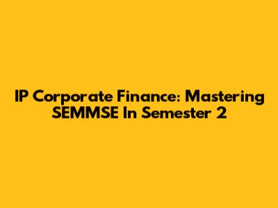 IP Corporate Finance: Mastering SEMMSE In Semester 2