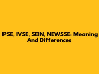 IPSE, IVSE, SEIN, NEWSSE: Meaning And Differences