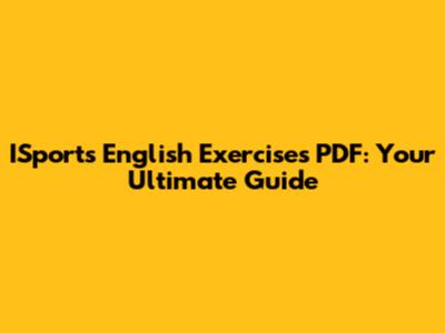 ISports English Exercises PDF: Your Ultimate Guide