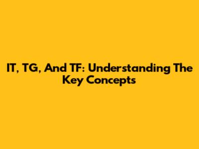 IT, TG, And TF: Understanding The Key Concepts