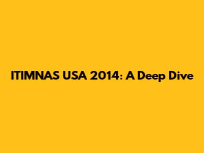 ITIMNAS USA 2014: A Deep Dive