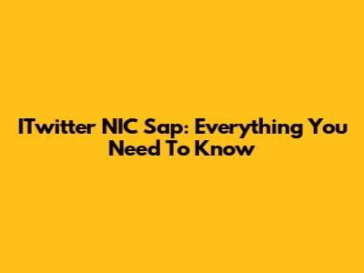 ITwitter NIC Sap: Everything You Need To Know