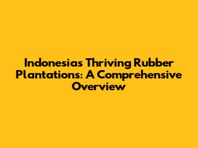 Indonesia's Thriving Rubber Plantations: A Comprehensive Overview