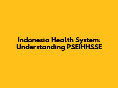 Indonesia Health System: Understanding PSEIHHSSE