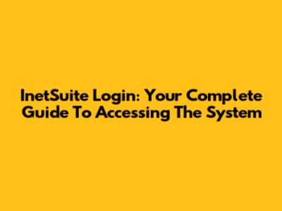 InetSuite Login: Your Complete Guide To Accessing The System