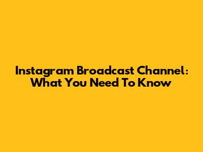 Instagram Broadcast Channel: What You Need To Know