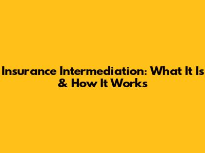 Insurance Intermediation: What It Is & How It Works