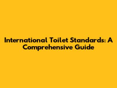 International Toilet Standards: A Comprehensive Guide