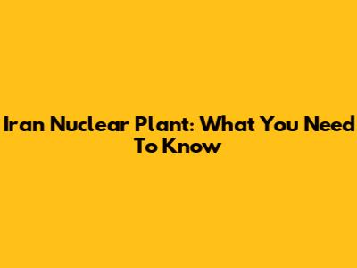Iran Nuclear Plant: What You Need To Know