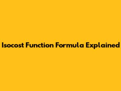 Isocost Function Formula Explained