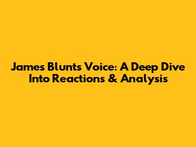 James Blunt's Voice: A Deep Dive Into Reactions & Analysis