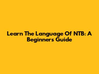 Learn The Language Of NTB: A Beginner's Guide