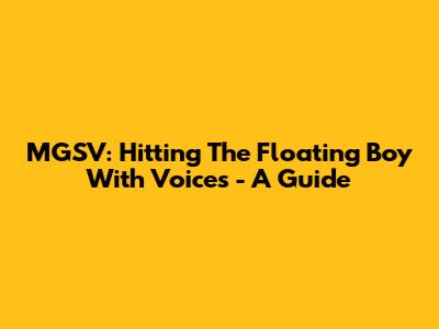 MGSV: Hitting The Floating Boy With Voices - A Guide