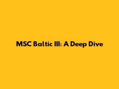 MSC Baltic III: A Deep Dive