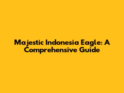Majestic Indonesia Eagle: A Comprehensive Guide