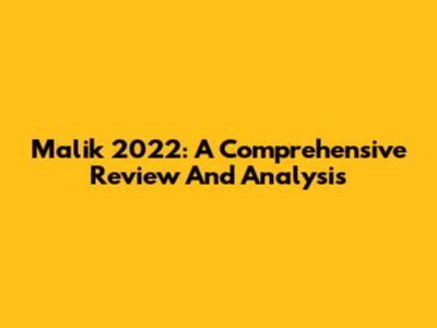 Malik 2022: A Comprehensive Review And Analysis