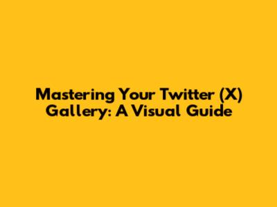 Mastering Your Twitter (X) Gallery: A Visual Guide