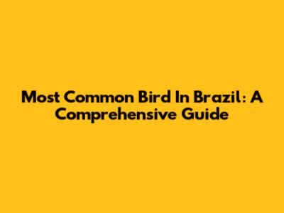 Most Common Bird In Brazil: A Comprehensive Guide